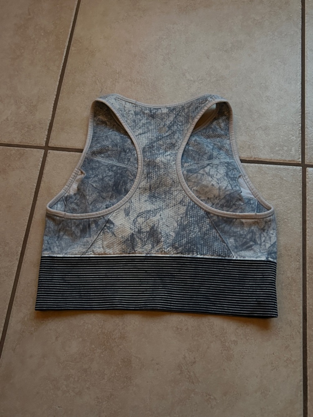 lululemon athletica Gray Marble Racerback Sports Bra with Striped Band